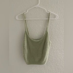 KENDALL AND KYLIE fuzzy green tank